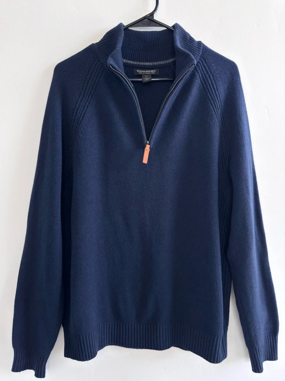 Banana Republic Italian Yarn Wool Quarter Zip Sweater Navy Men’s Tall L Casual